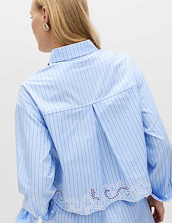 Pure Cotton Embroidered Striped Shirt - EE