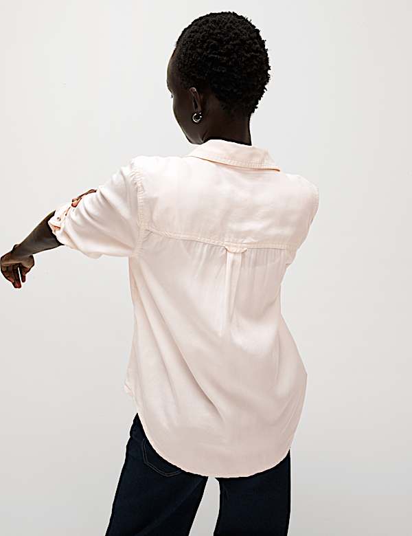 Pure Lyocell Collared Button Through Shirt