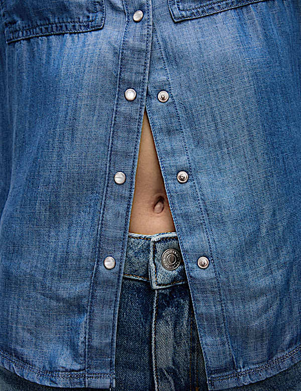 Pure Lyocell Collared Button Through Shirt