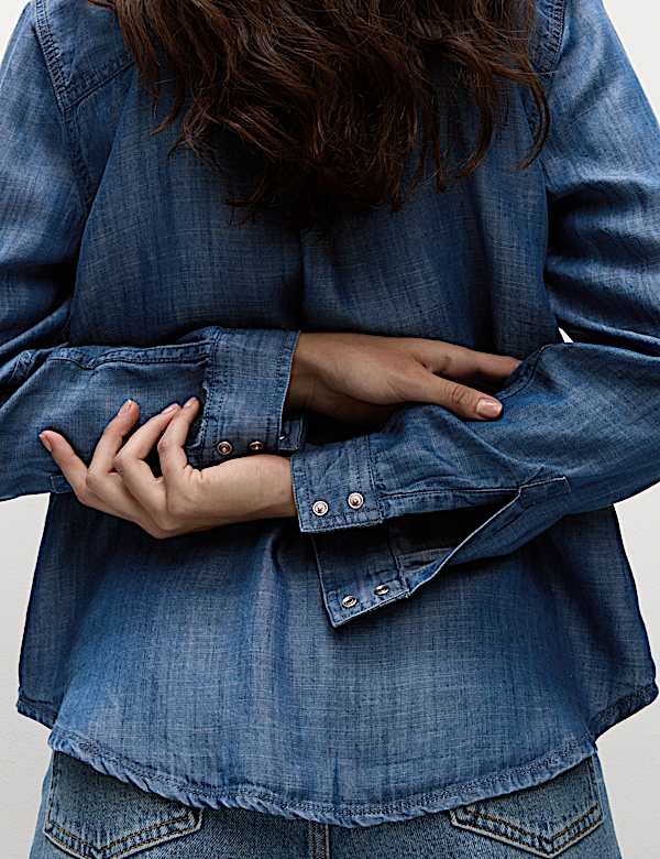 Pure Lyocell Collared Button Through Shirt