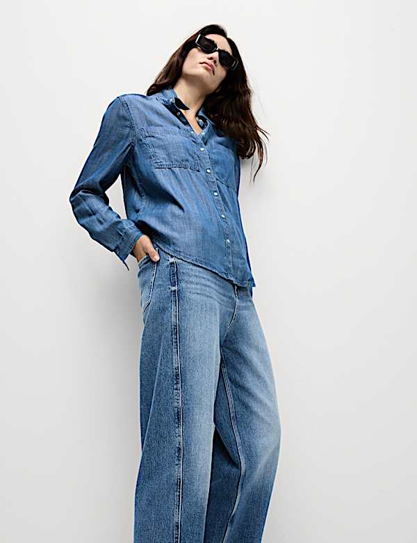 Pure Lyocell Collared Button Through Shirt