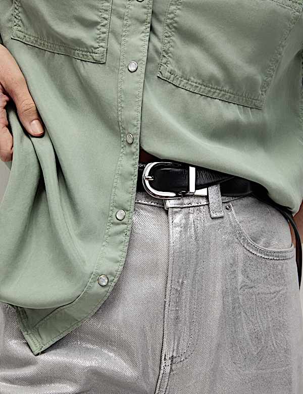 Pure Lyocell Collared Button Through Shirt