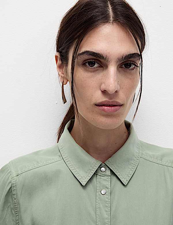 Pure Lyocell Collared Button Through Shirt