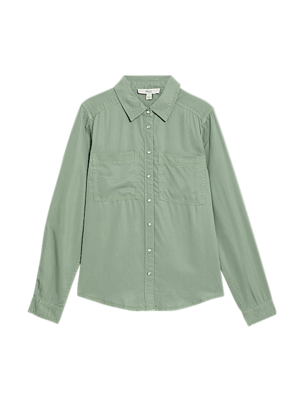 Pure Lyocell Collared Button Through Shirt