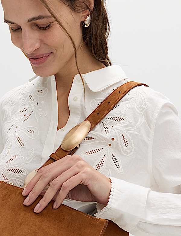 Pure Cotton Embroidered Collared Shirt - FR