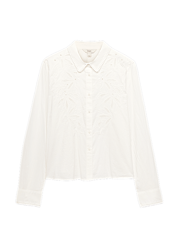 Pure Cotton Embroidered Collared Shirt