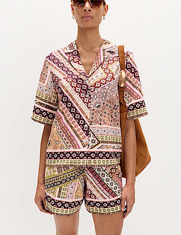 Geometric Printed Button Through Shirt - BG