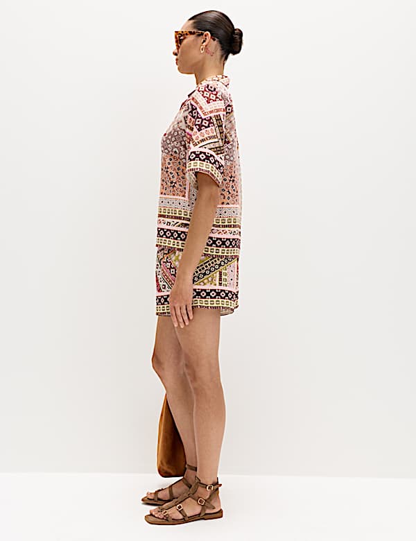 Geometric Printed Button Through Shirt - PT