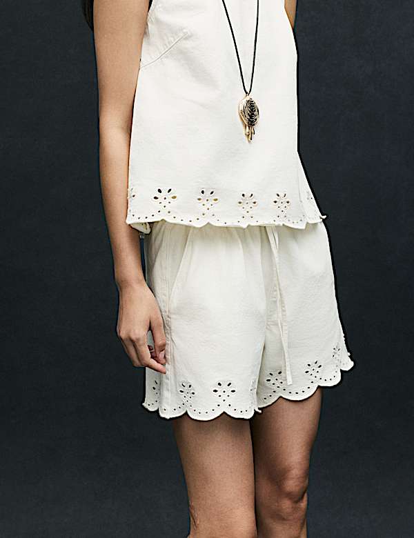 Denim Broderie Detail Top - KR