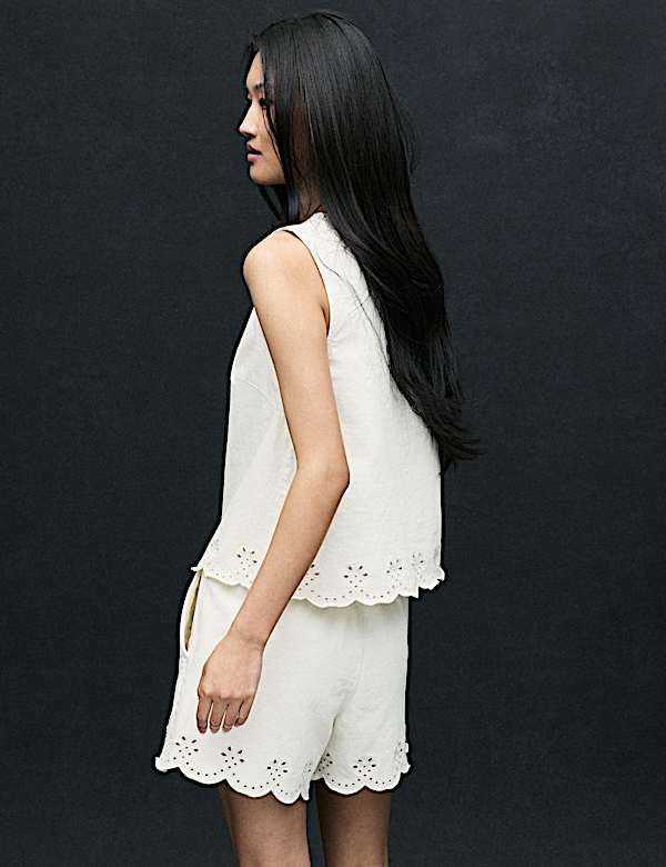 Denim Broderie Detail Top - KR