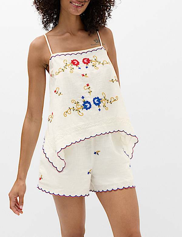 Pure Cotton Boho Embroidered Cami Top - EE