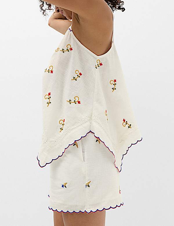 Pure Cotton Boho Embroidered Cami Top - EE