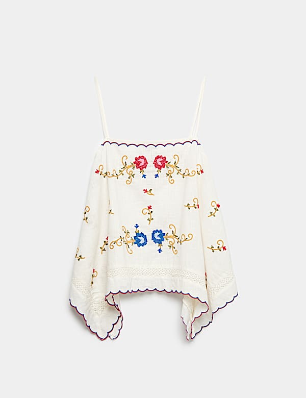 Pure Cotton Boho Embroidered Cami Top - EE