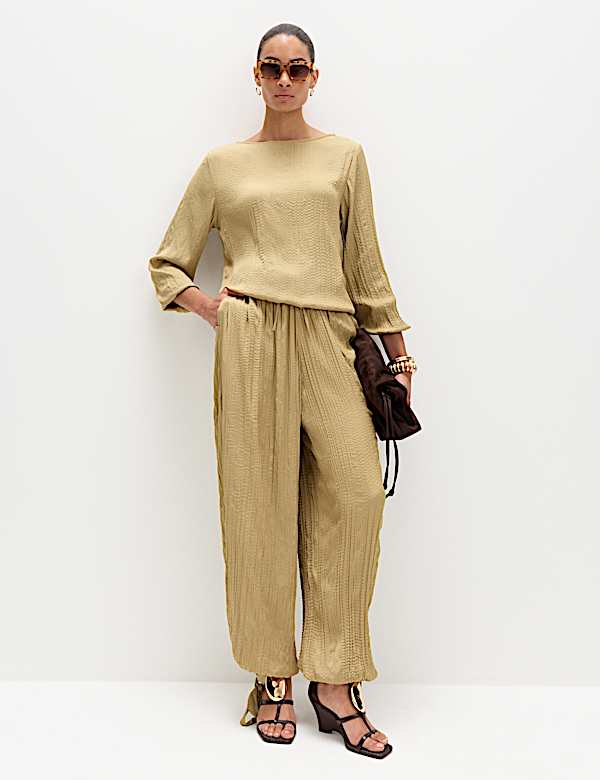 Textured Slash Neck Blouse