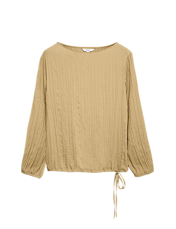 Textured Slash Neck Blouse