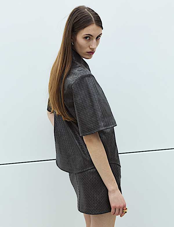 Chemise en similicuir effet tiss&eacute; - LU