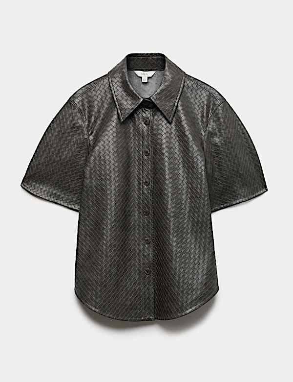 Chemise en similicuir effet tiss&eacute; - LU