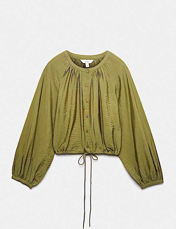 Drawstring Button Through Blouse - NZ