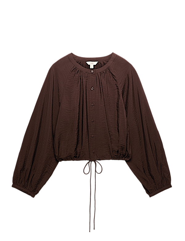 Drawstring Button Through Blouse