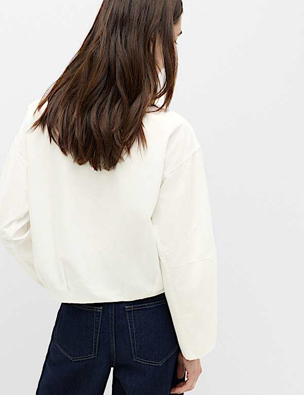 Pure Cotton Polka Dot Barrel Sleeve Blouse