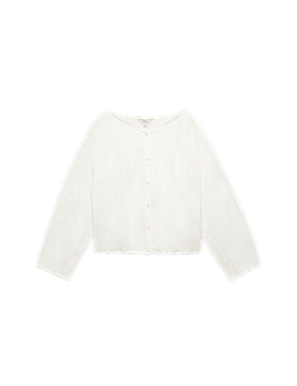 Pure Cotton Polka Dot Barrel Sleeve Blouse