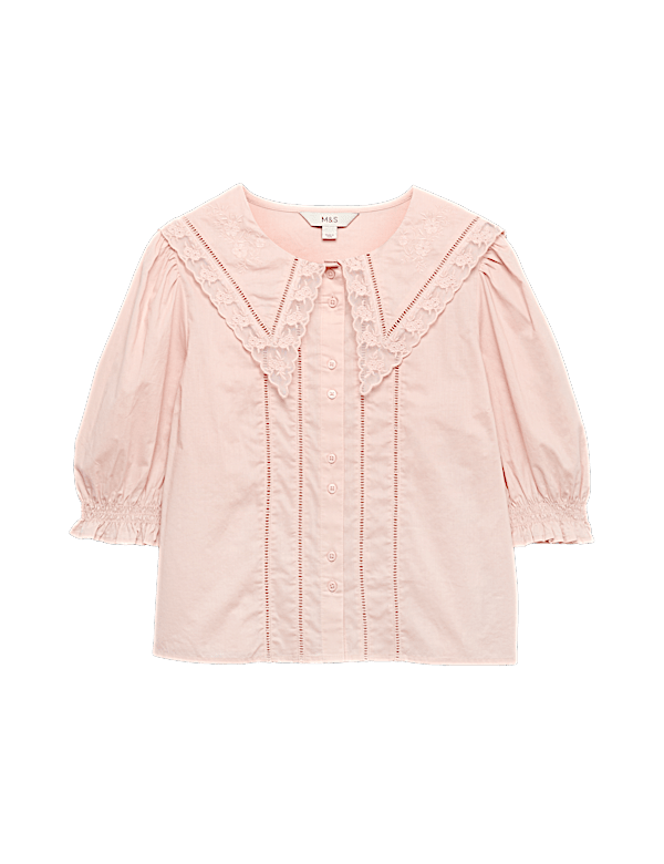 Pure Cotton Embroidered Sailor Collar Blouse