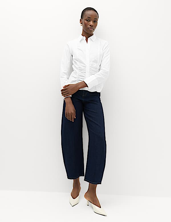 Pure Cotton Ruched Detail Shirt - BN