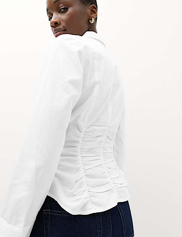 Pure Cotton Ruched Detail Shirt - BN