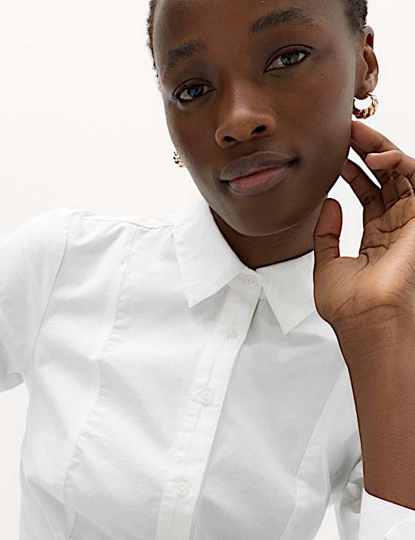 Pure Cotton Ruched Detail Shirt - BN