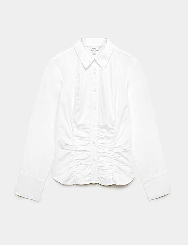 Pure Cotton Ruched Detail Shirt - BN