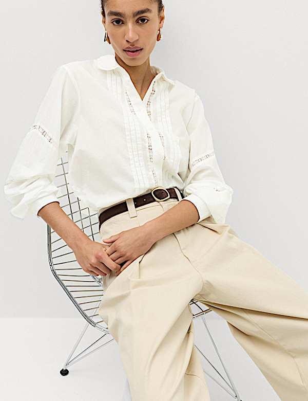 Pure Cotton Embroidered Collar Shirt