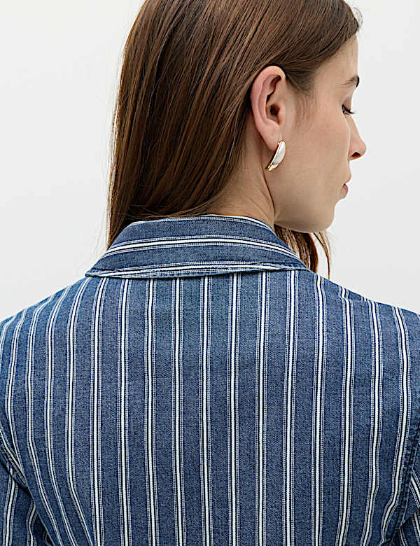 Denim Striped Wrap Shirt - NO