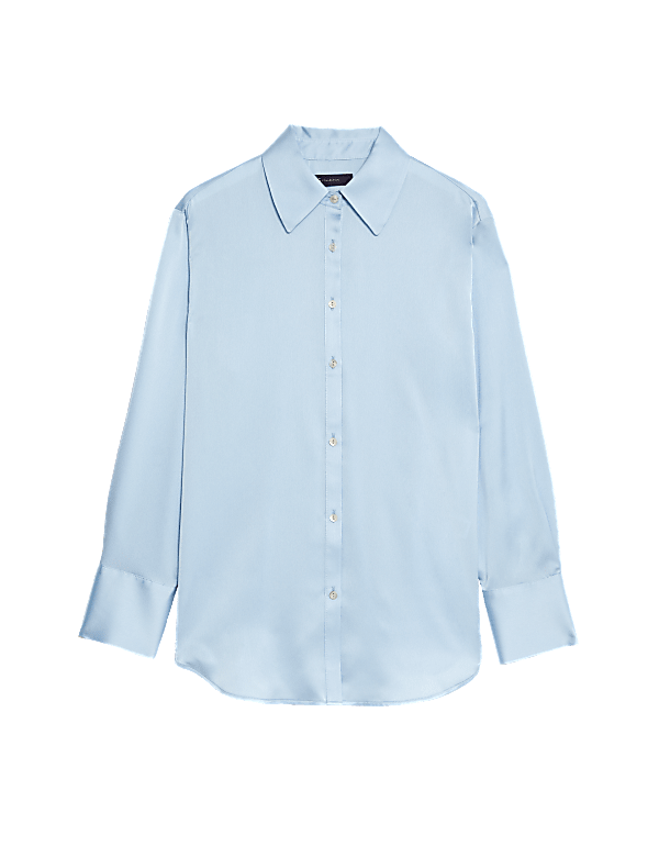Satin Collared Longline Oversized Shirt