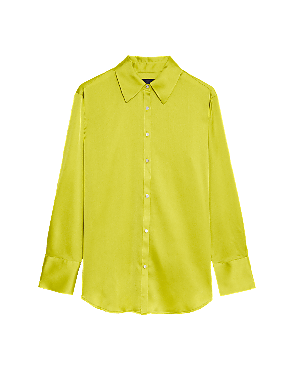Satin Collared Longline Oversized Shirt