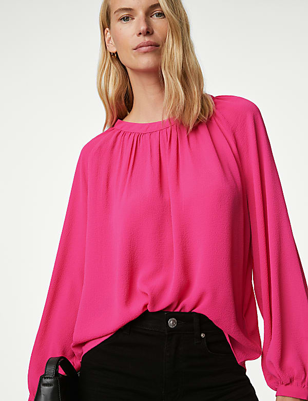 Round Neck Popover Blouse