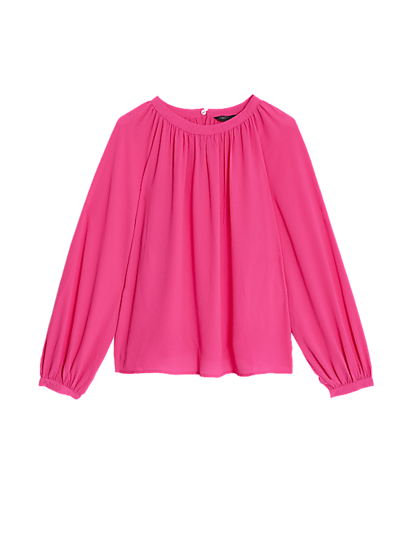 Round Neck Popover Blouse