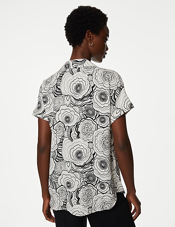 Satin Printed Popover Blouse