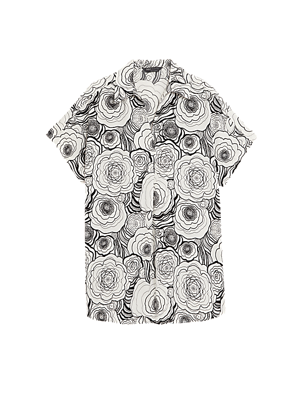 Satin Printed Popover Blouse
