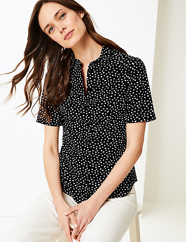 Polka Dot Button Detailed Shirt