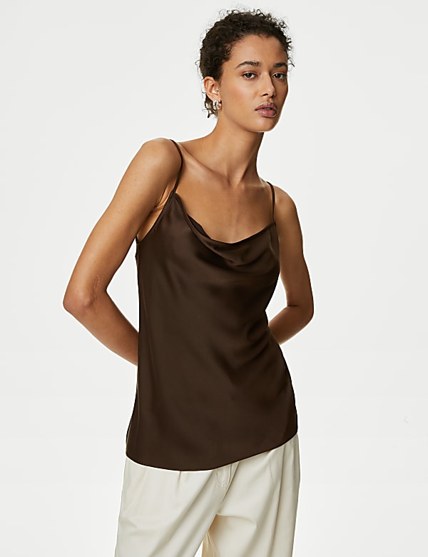 Satin Cowl Neck Cami Top