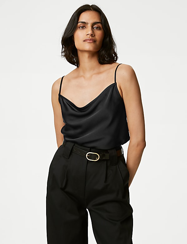 Satin Cowl Neck Cami Top