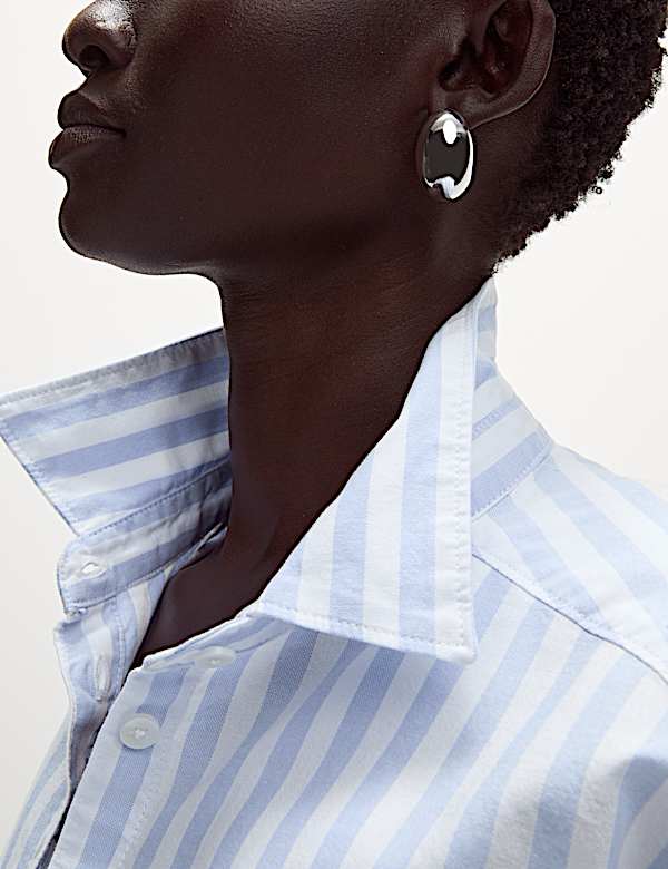 Pure Cotton Striped Oversized Shirt