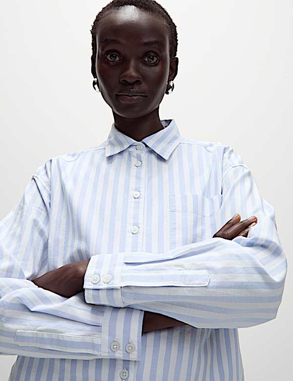 Pure Cotton Striped Oversized Shirt