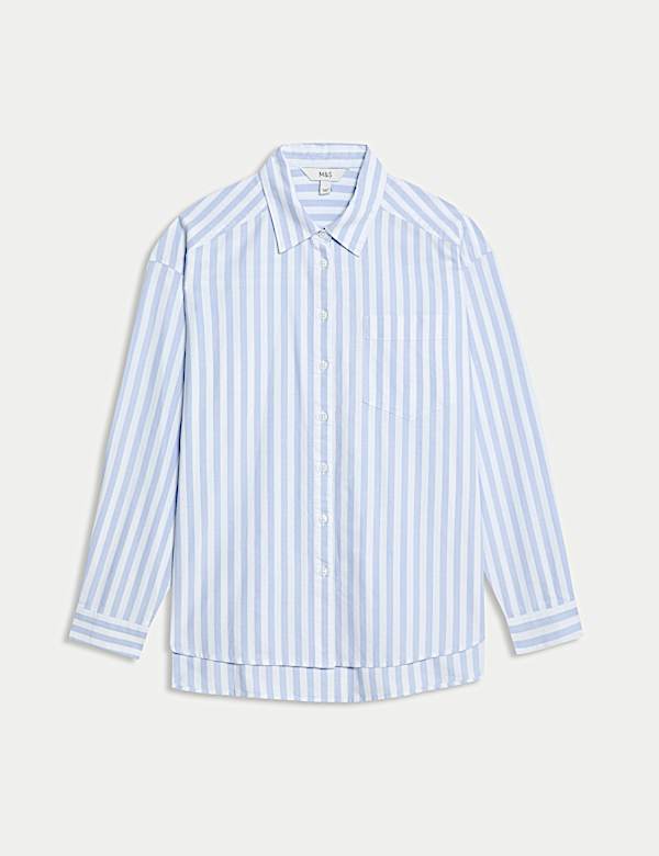 Chemise coupe large 100 % coton &agrave; rayures - BE