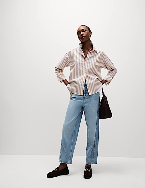 Pure Cotton Striped Oversized Shirt - MV
