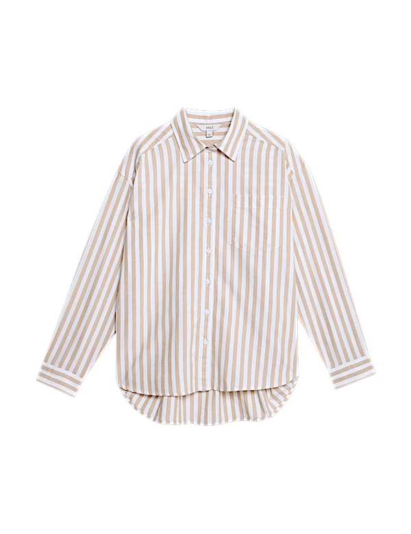 Pure Cotton Striped Oversized Shirt