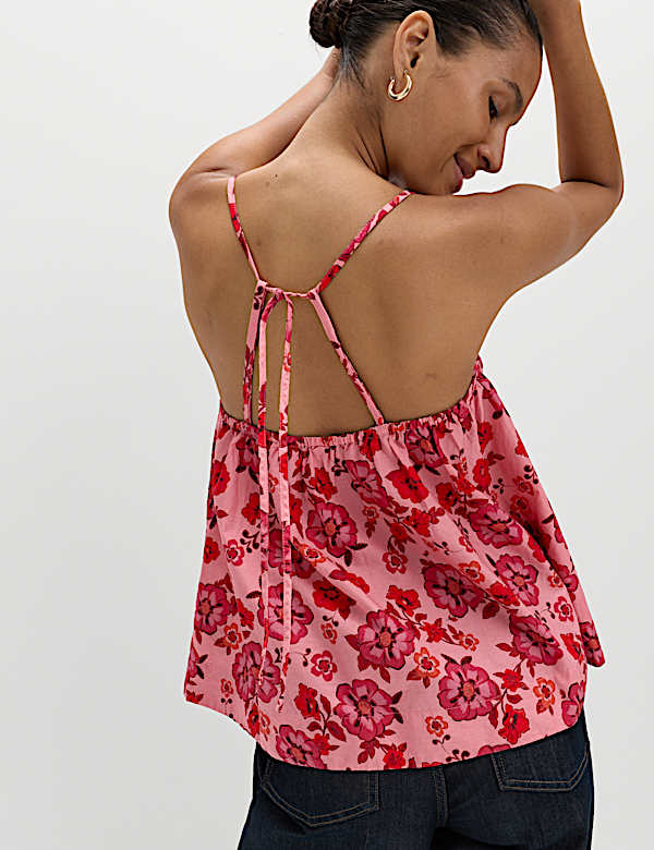 Pure Cotton Floral Tie Back Cami Top - EE