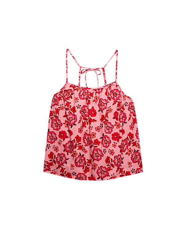 Pure Cotton Floral Tie Back Cami Top