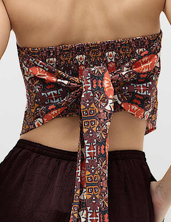 Printed Bandeau Scarf Top - BG