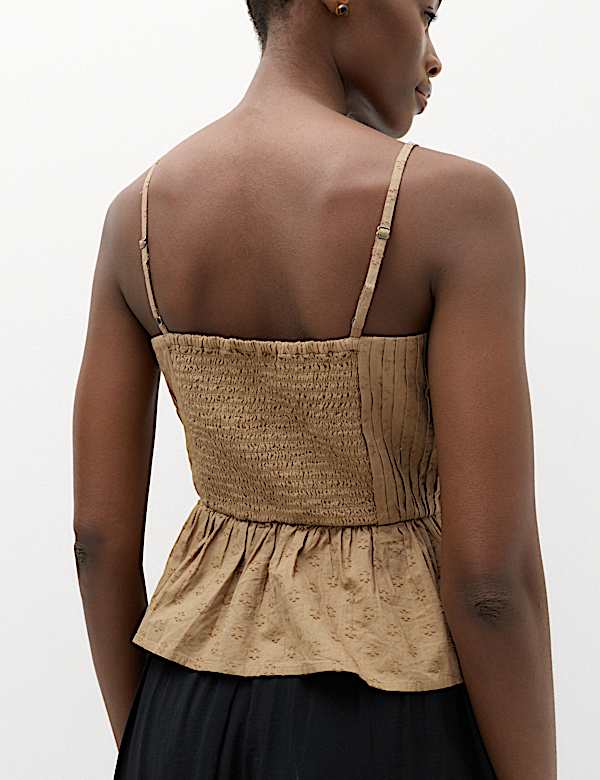 Pure Cotton Embellished Square Neck Cami